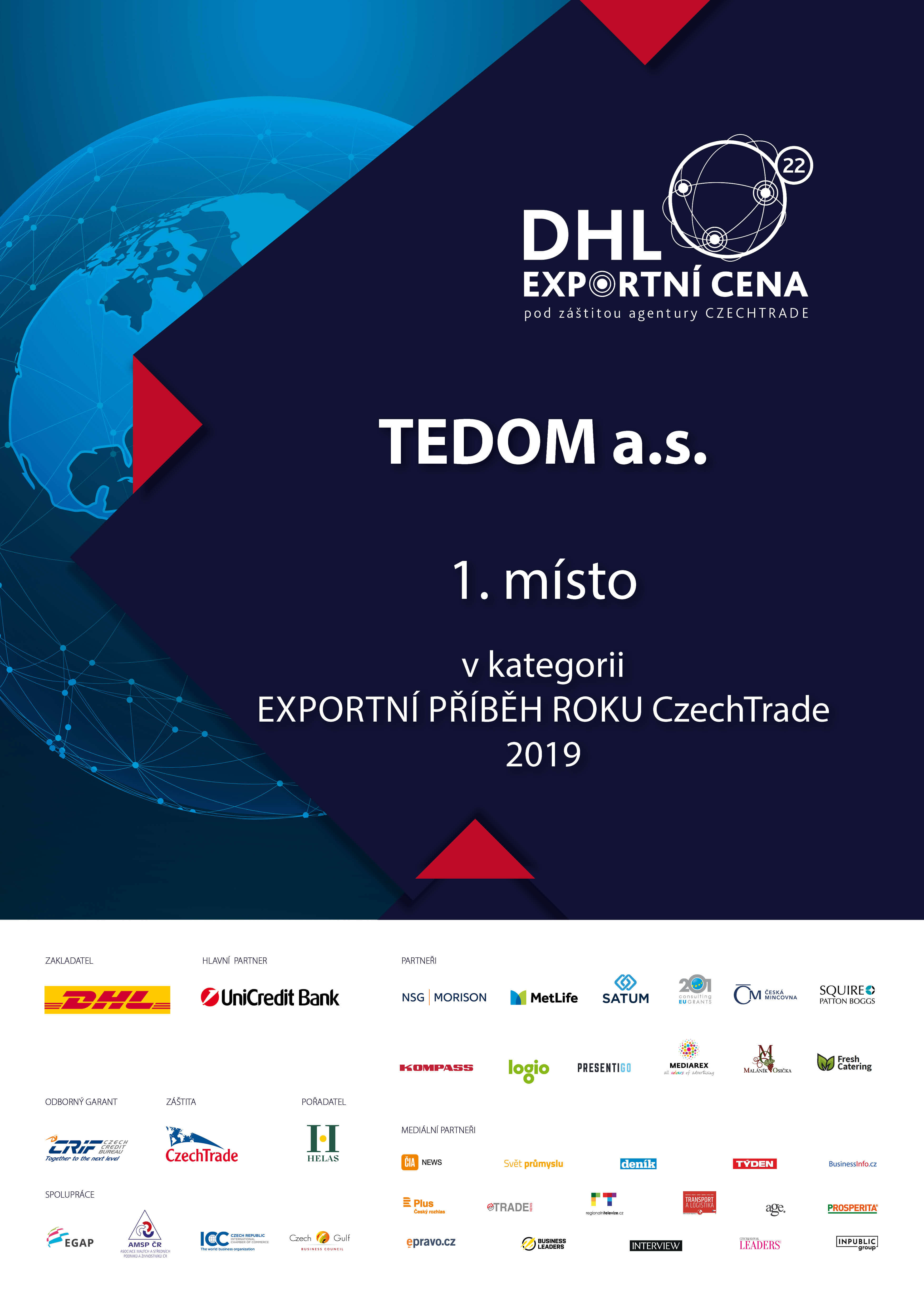 TEDOM získal exportní cenu DHL TEDOM